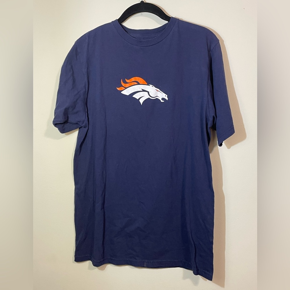 Denver Broncos NFL Football Peyton Manning Medium Navy Blue T-shirts Reebok